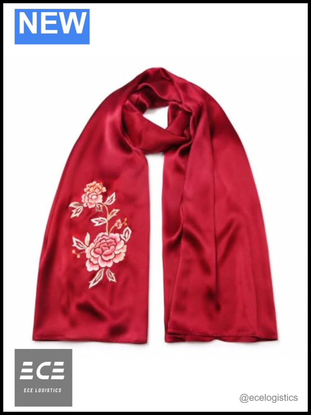 Hand Embroidered Silk Scarf Women Asymmetric Double Layer Mulberry Silk
